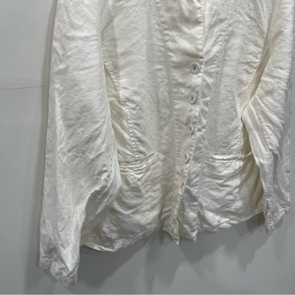 Eileen Fisher Mandarin Collar Linen Blazer Jacket Button Front White 1X - Picture 7 of 12